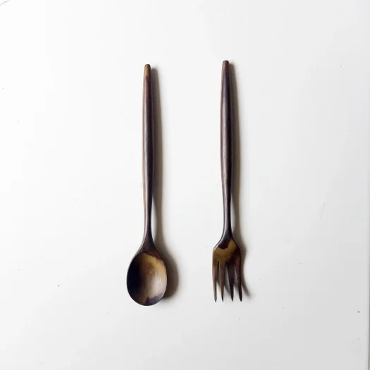 Ikikayu Premium Handmade Sonokeling Wood Spoon & Fork Set