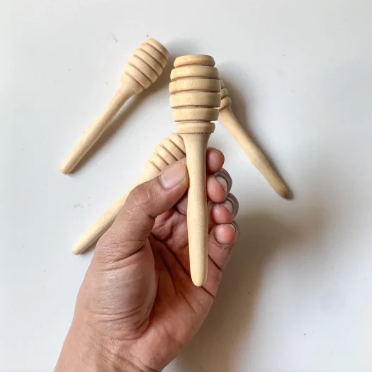 Ikikayu Handmade Pine Wood Honey Dipper, 12 cm