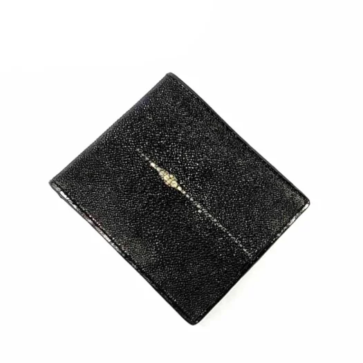 Mool Leather Men’s Genuine Stingray Leather Bifold Wallet – Black Samurai Edition