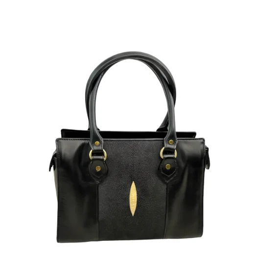 Mool Leather Women’s Genuine Stingray Leather Tote Handbag with Diamond Crown Detail