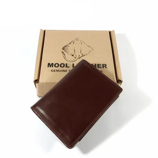 Mool Leather Men’s Genuine Cowhide Leather Vertical Bifold Wallet in Solid Tone