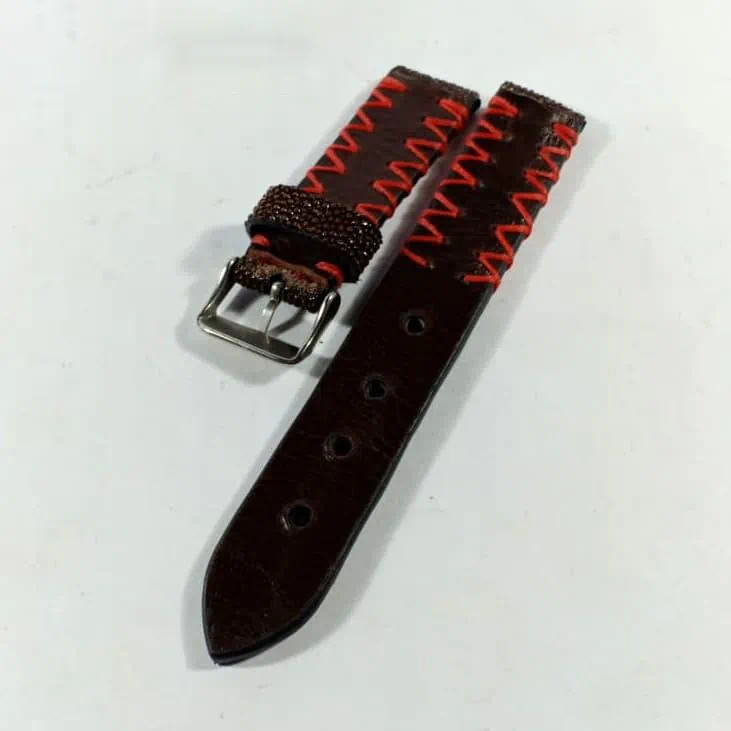 Mool Leather Men's Genuine Stingray Leather Watch Strap in Brown | Nusamade Mool Leather Men's Genuine Stingray Leather Watch Strap in Brown - Image 3