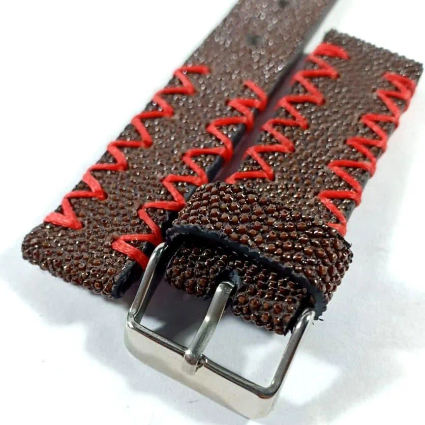 Mool Leather Men's Genuine Stingray Leather Watch Strap in Brown | Nusamade Mool Leather Men's Genuine Stingray Leather Watch Strap in Brown - Image 2