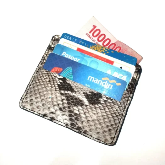 Mool Leather Genuine Cowhide and Python Leather Slim Card Holder