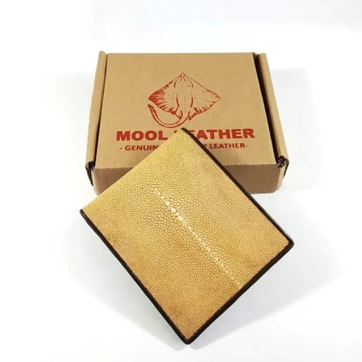 Mool Leather Men’s Genuine Stingray Leather Bifold Wallet in Choco Cream Finish