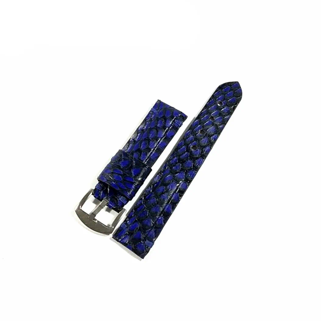 Mool Leather Men’s Genuine Cobra Leather Watch Strap in Blue