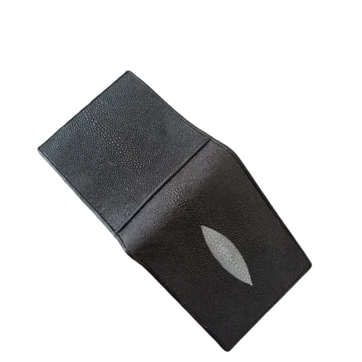 Mool Leather Men’s Genuine Stingray Leather Bifold Wallet with Diamond Crown Detail