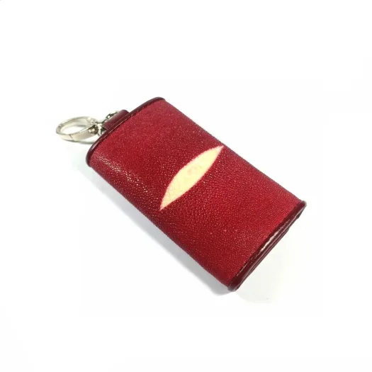 Mool Leather Genuine Stingray Leather Keychain Wallet with Diamond Crown Detail