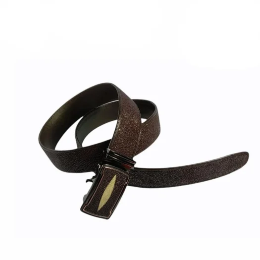 Mool Leather Men’s Stingray Leather Belt with Diamond Crown Buckle