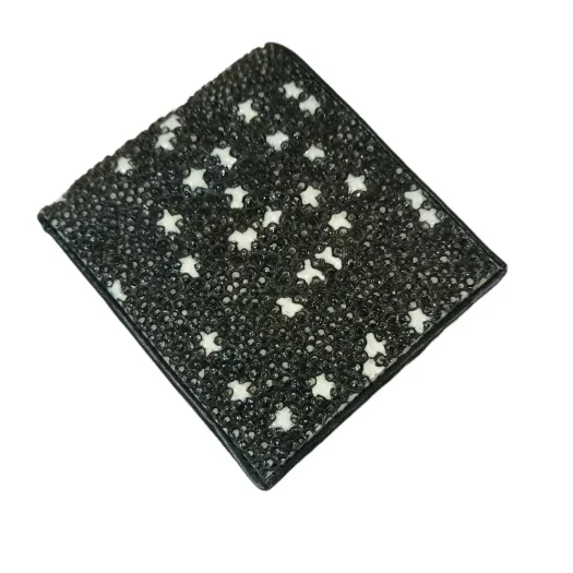 Mool Leather Men’s Handmade Premium Stingray Leather Bifold Wallet with Raised Pebbled Texture