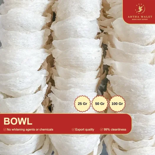 Artha Walet Premium Edible Bird’s Nest – 3-Finger Size, Intact Bowl Shape (AAA Grade), 25 – 100 g