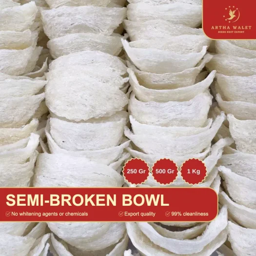 Artha Walet Edible Bird’s Nest – Semi-Broken Bowl Grade (Clean & Natural)