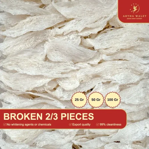 Artha Walet Edible Bird’s Nest – Broken 2/3 Pieces (Medium Chunk Nest), 25 – 100 g
