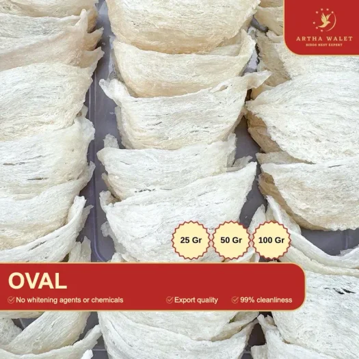 Artha Walet Whole Natural Oval Shape Swiftlet Nest – Edible Bird’s Nest, 25 – 100 g