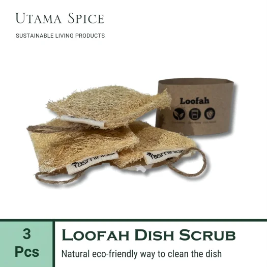 Utama Spice 3-Piece Natural Loofah Dish Scrub Set