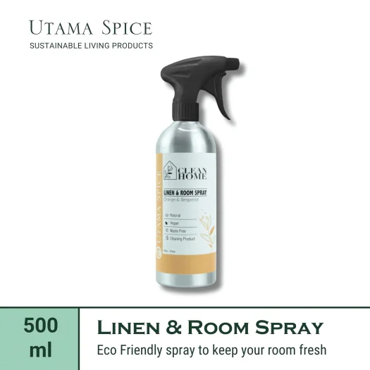 Utama Spice Fresh Bliss Linen & Room Spray in Eco-Friendly Aluminum Bottle, Orange & Bergamot, 500 mL