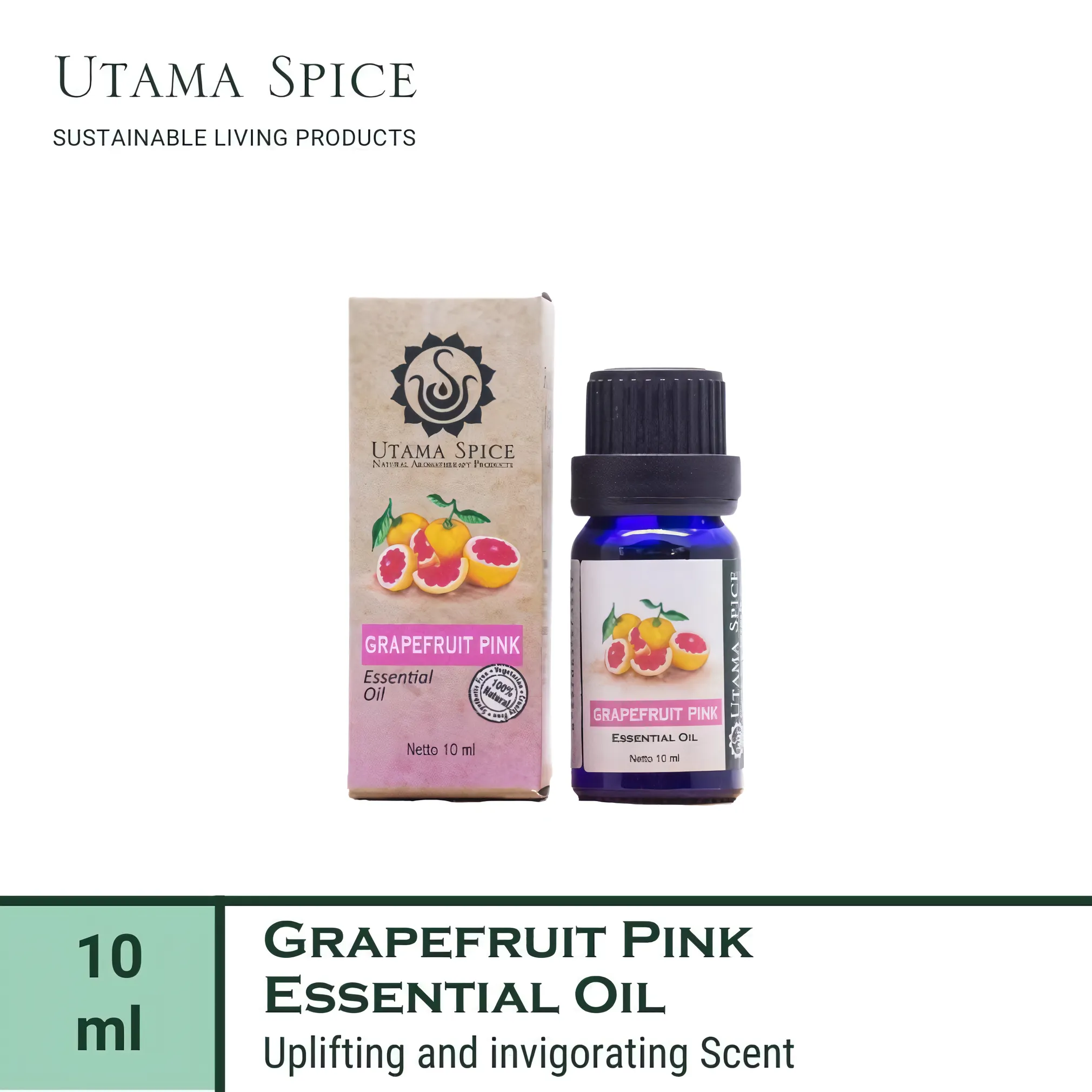 Utama Spice Grapefruit Pink Essential Oil, 10 mL – 100% Pure & Natural