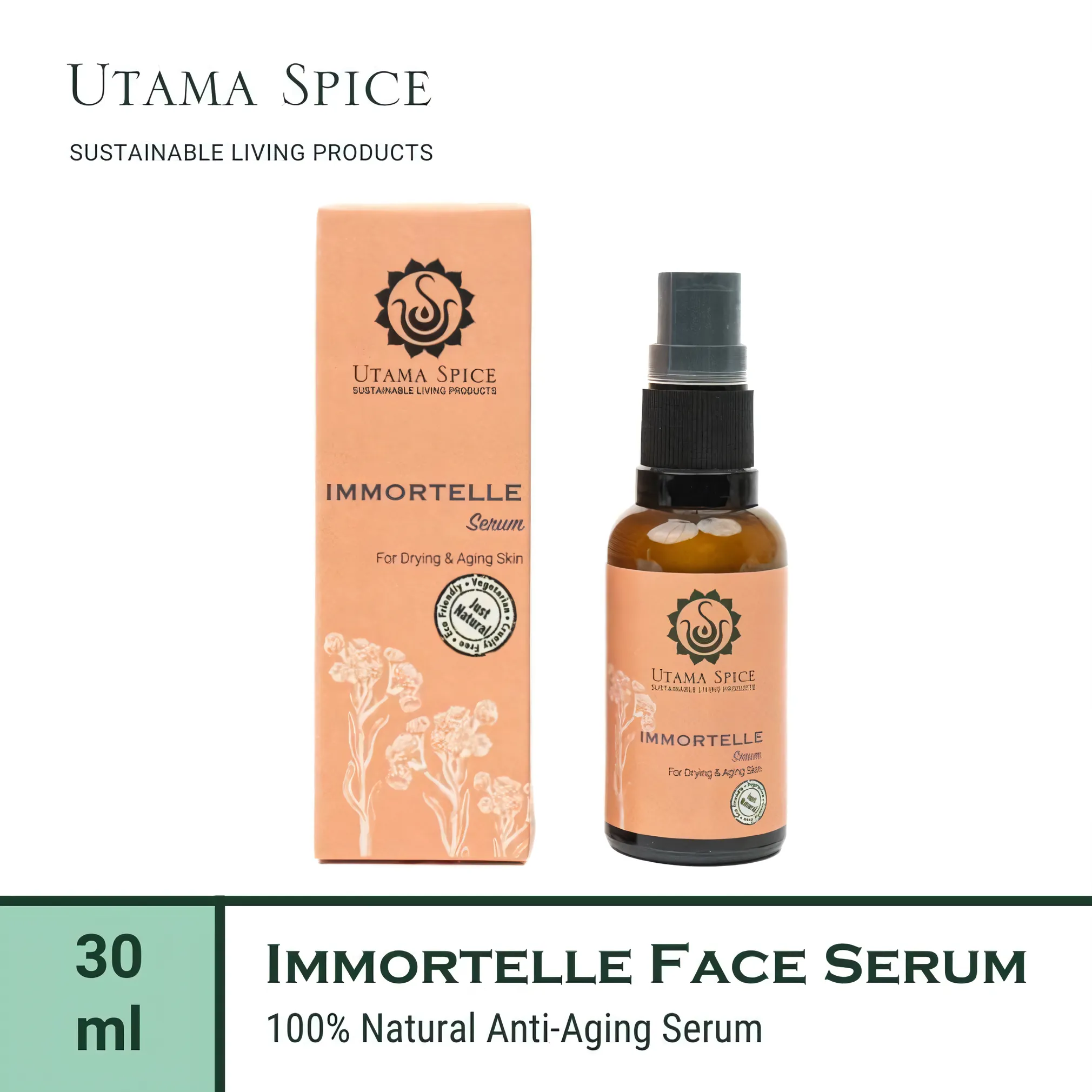 Utama Spice Immortelle Face Serum, 30 mL – Revitalize Your Skin