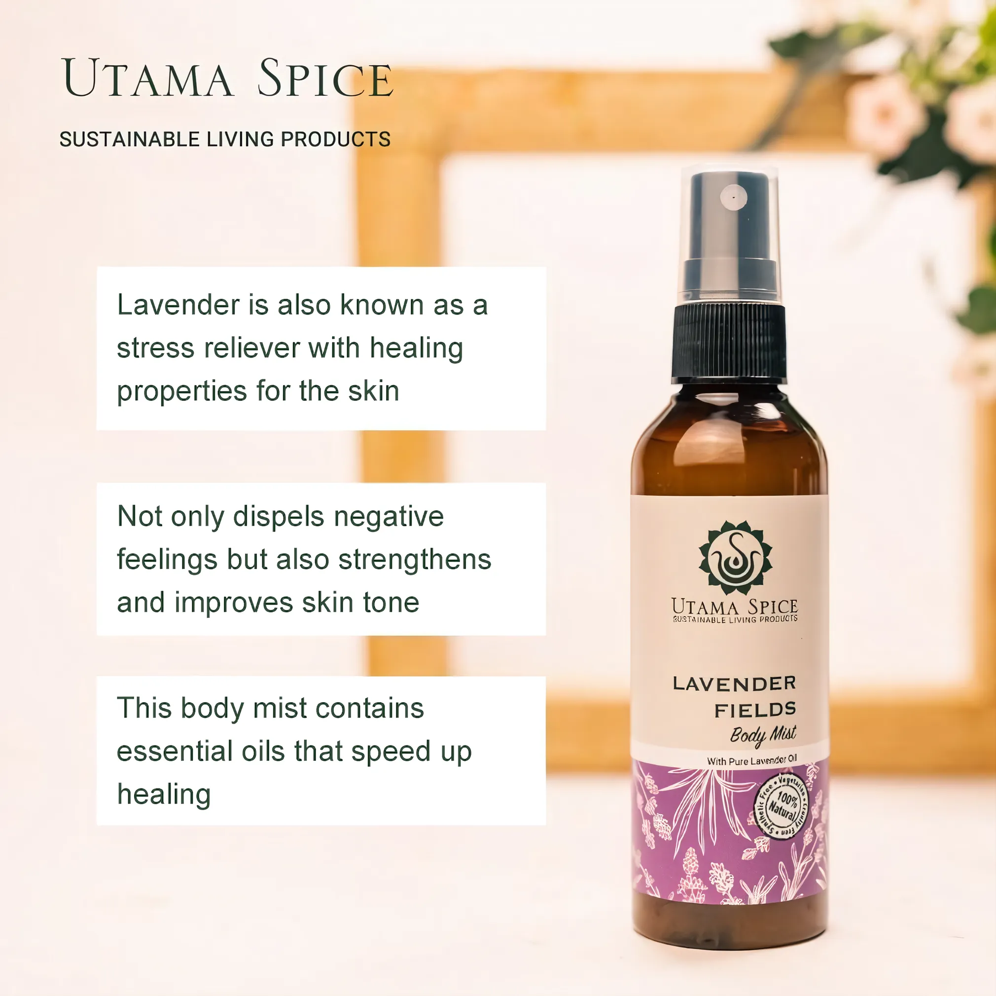 Utama Spice Lavender Fields Body Mist, 100 mL | Nusamade Utama Spice Lavender Fields Body Mist, 100 mL - Image 3
