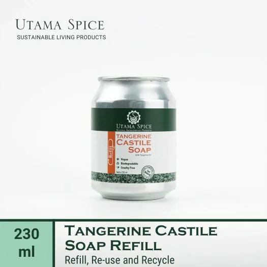 Utama Spice Tangerine Castile Soap Refill in Eco-Friendly Aluminum Can, 230 mL