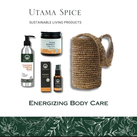 Utama Spice Energizing Body Care Set: Tangerine Castile Soap, Pure Energy Body Butter & Radiant Hand Cream