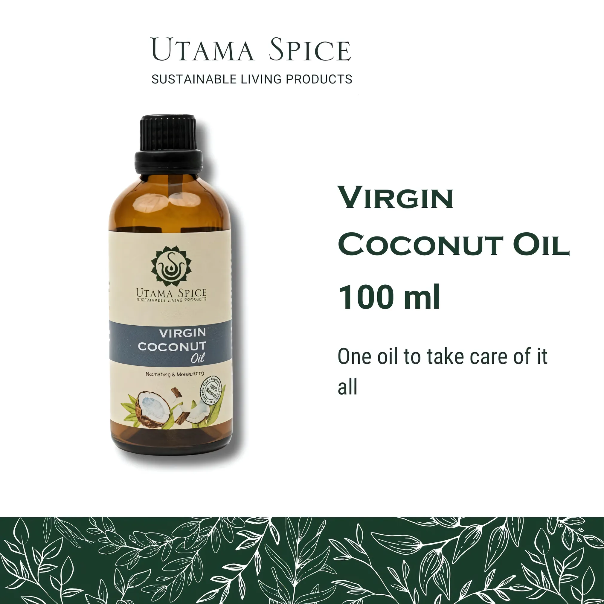 Utama Spice Pure Virgin Coconut Oil, 100 mL | Nusamade Utama Spice Pure Virgin Coconut Oil, 100 mL