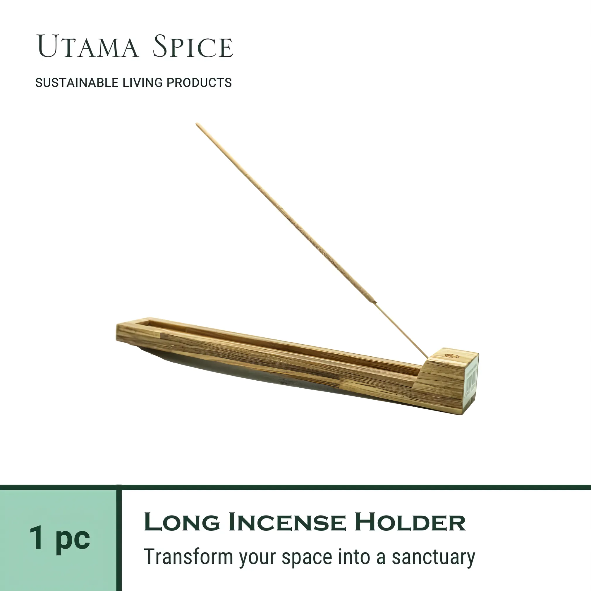 Utama Spice Exquisite Wooden Long Incense Holder