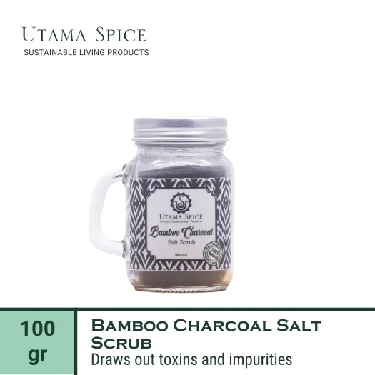 Utama Spice Bamboo Charcoal Salt Scrub, 100 g – Natural Exfoliation Solution