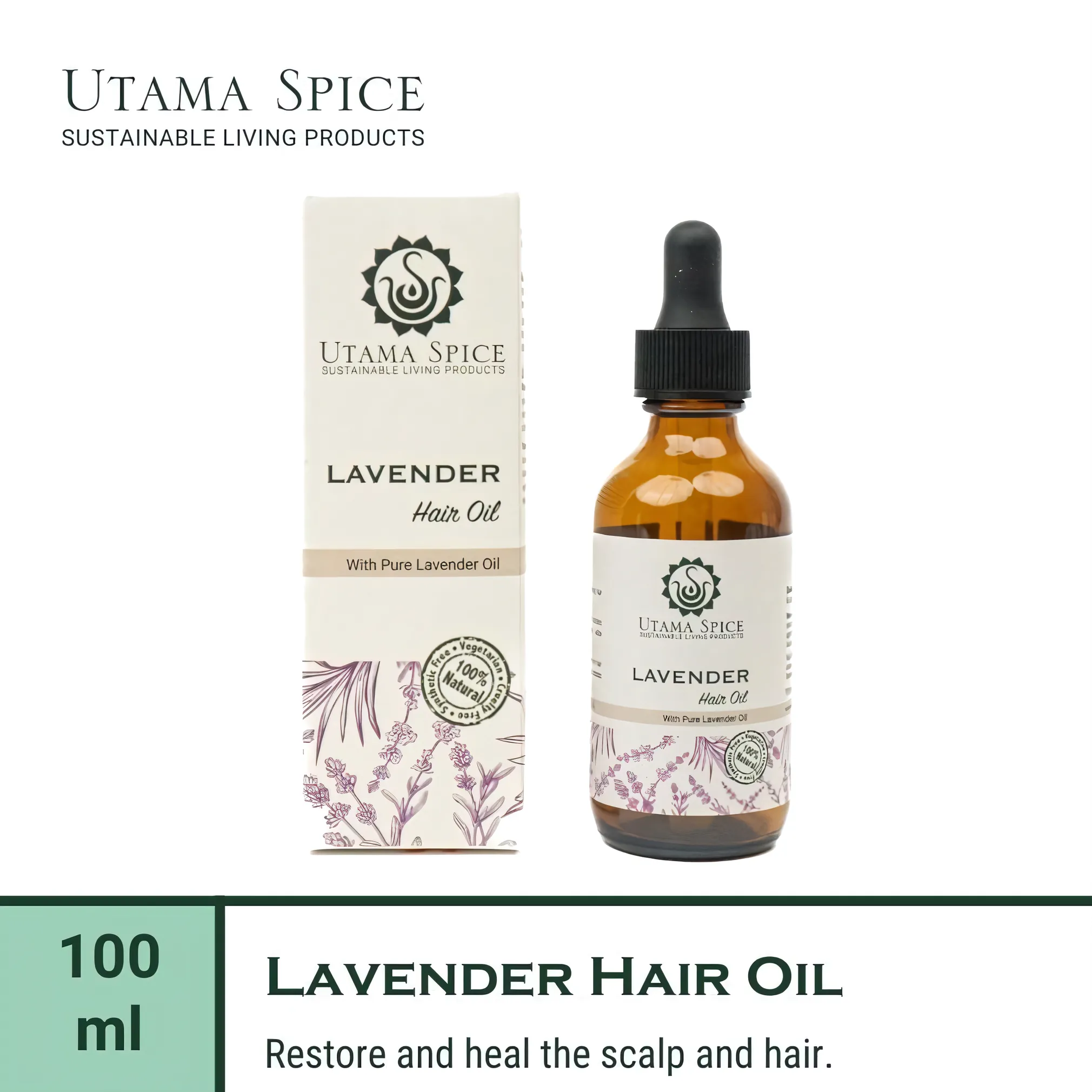 Utama Spice Lavender-Infused Hair Oil, 60 mL