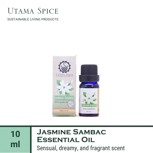 Utama Spice Jasmine Sambac Essential Oil 3% Dilution in Jojoba Oil, 10 mL