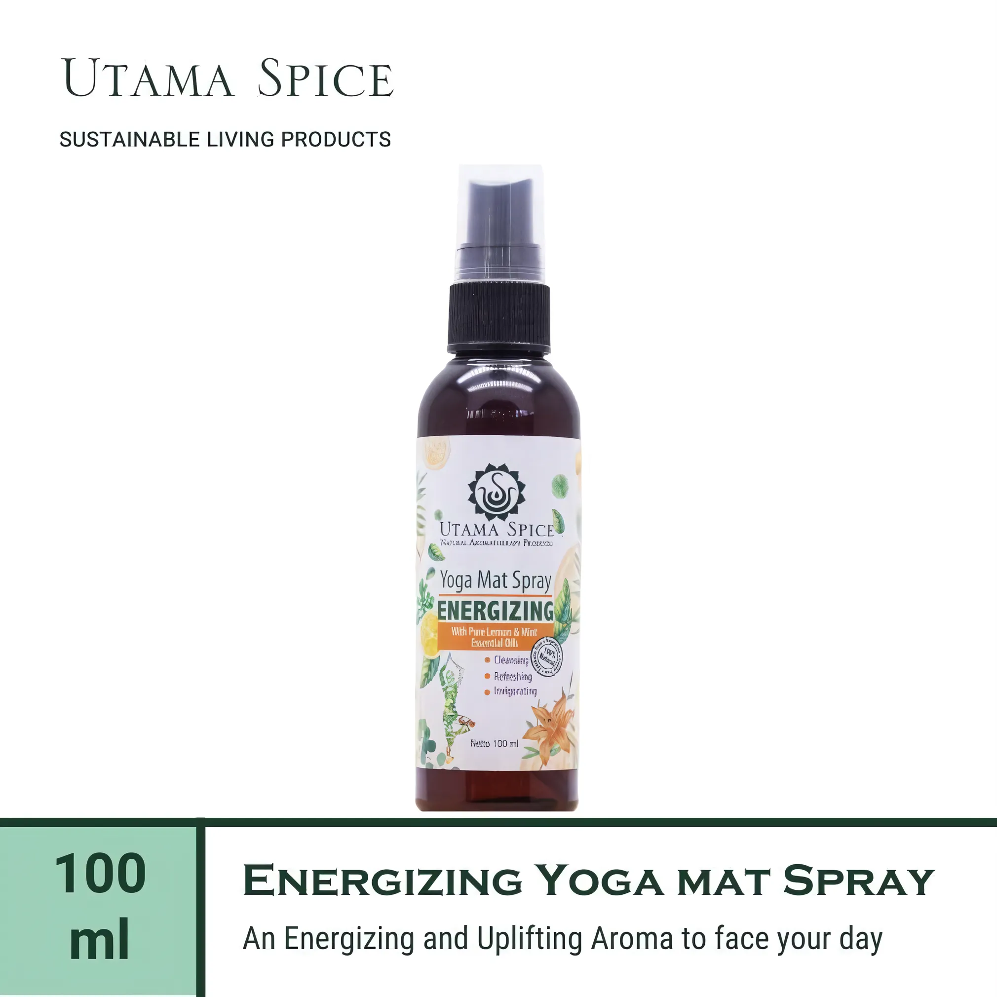 Utama Spice Energizing Yoga Mat Spray, 100 mL – Revitalize Your Practice