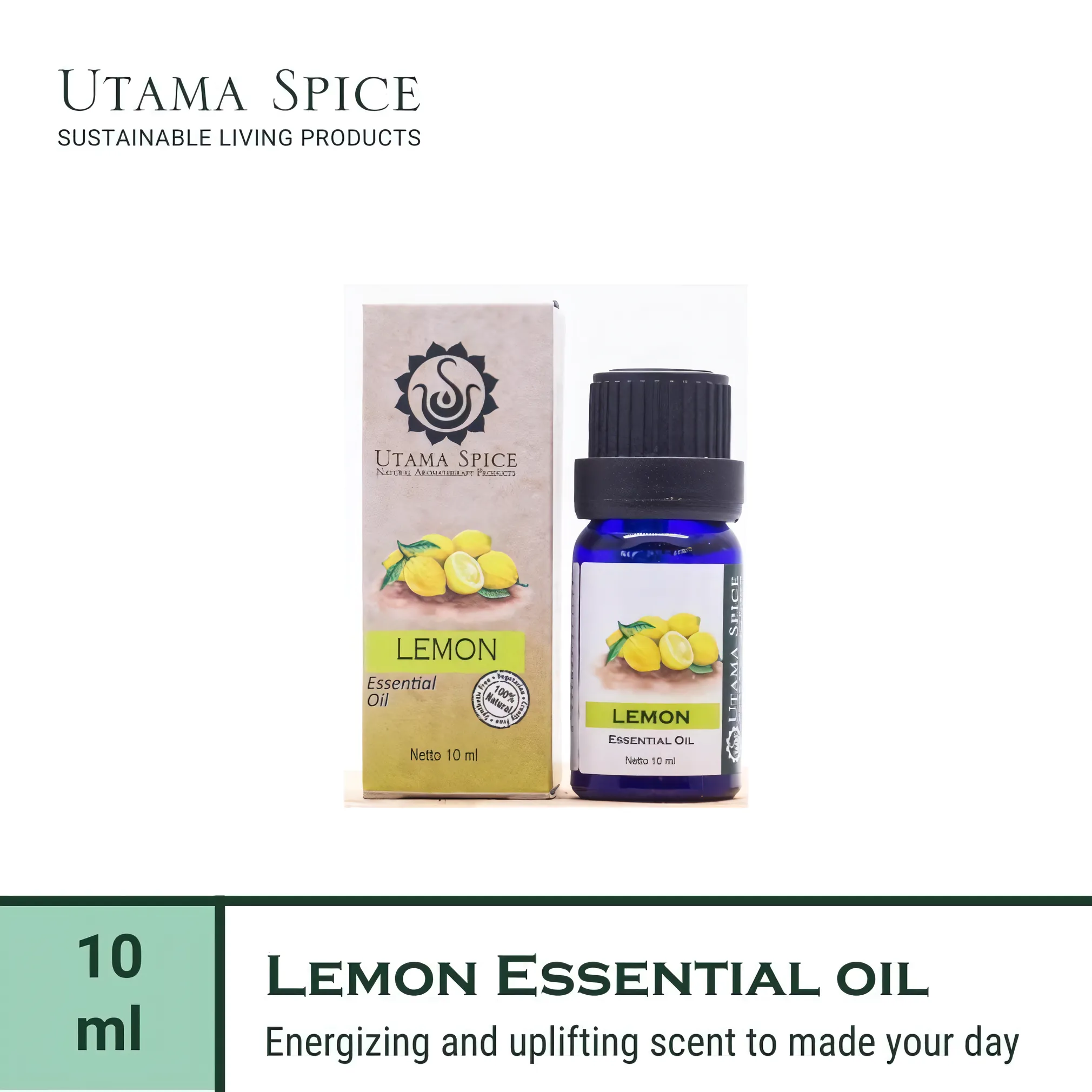 Utama Spice Zesty Lemon Essential Oil, 10 mL – Pure Aromatic Essence
