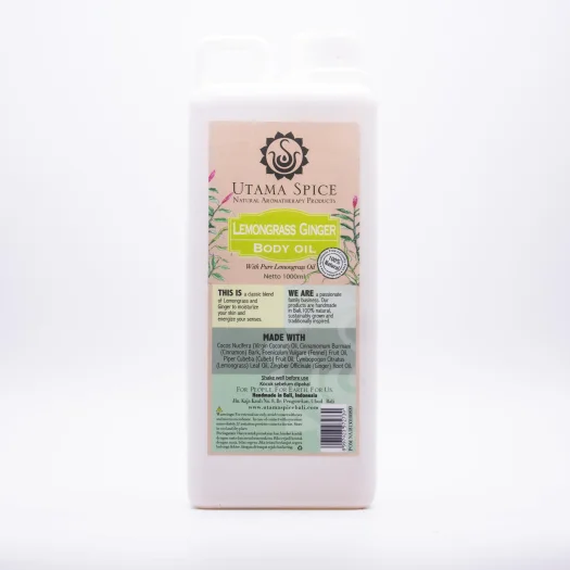 Utama Spice Lemongrass Ginger Body Oil, 1 L – Revitalize Your Skin