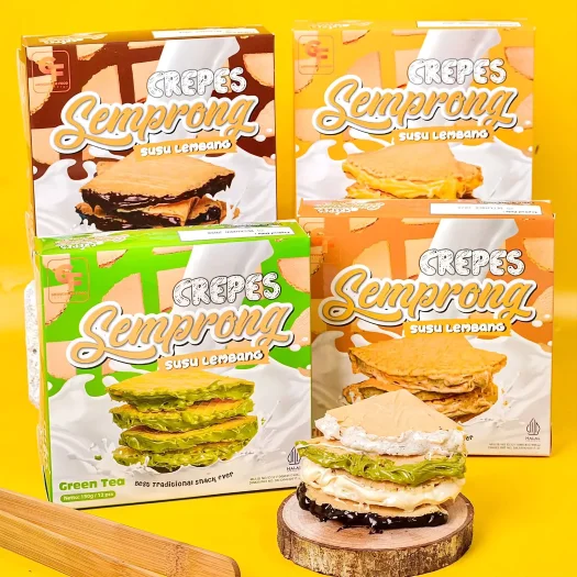 Mpok Mumun Milk Semprong – Crispy Wafer Snack (Pack of 12) | Chocolate, Vanilla Milk, Cheese, Tiramisu & Strawberry Flavors