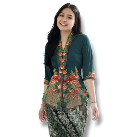 KebayaKNF Elegant Stretch Kebaya Blouse with Intricate Embroidery (Top Only)