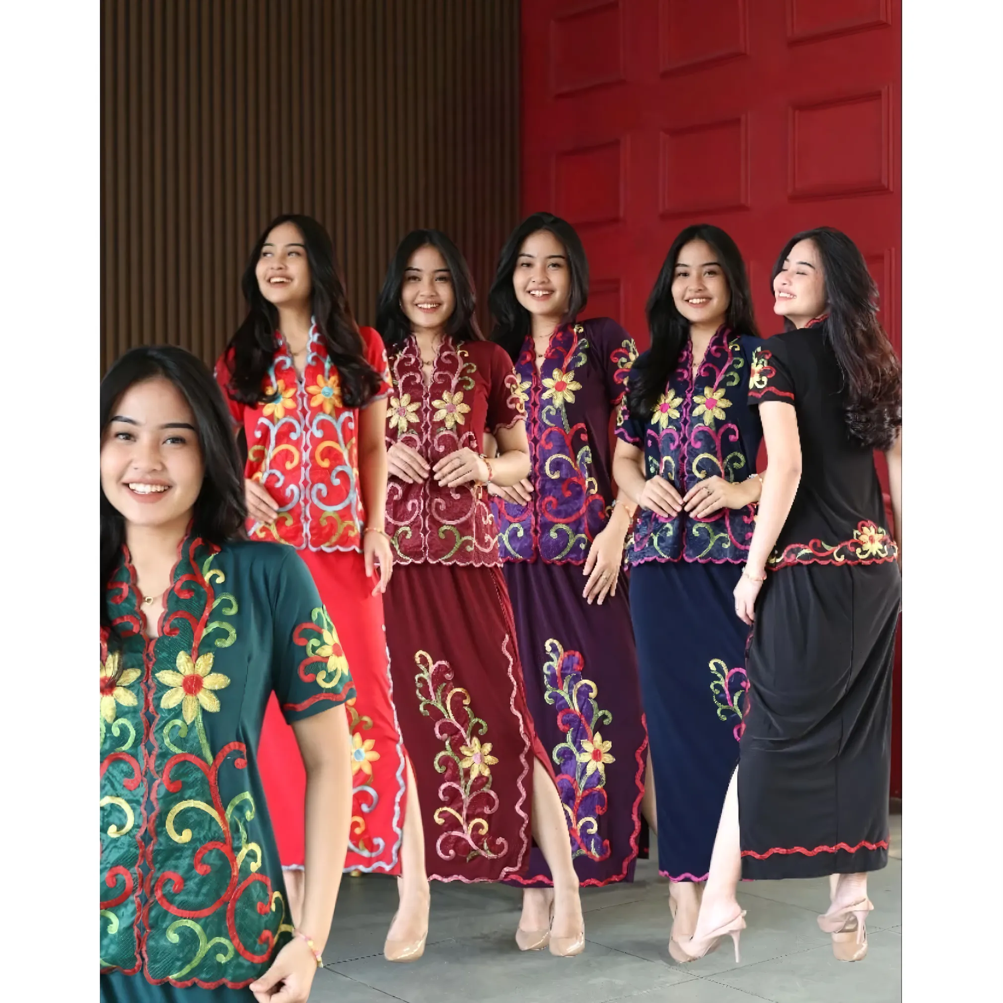KebayaKNF Elegant Embroidered Stretch Kebaya Set – Kalimantan Dayak Inspired Graduation & Viral Fashion