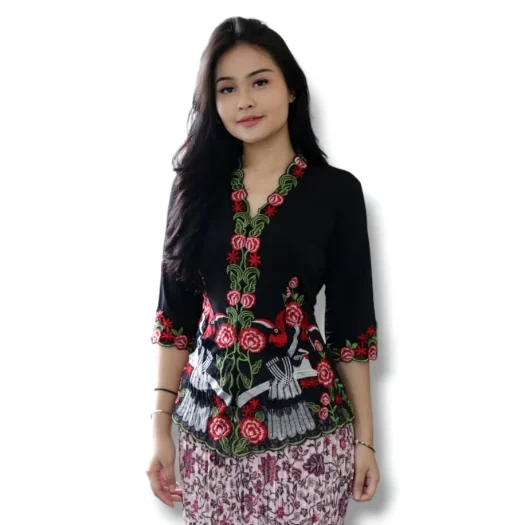 KebayaKNF Elegant Stretch Kebaya With Bird Motif – Viral Encim Design in Malaysia (Top Only)