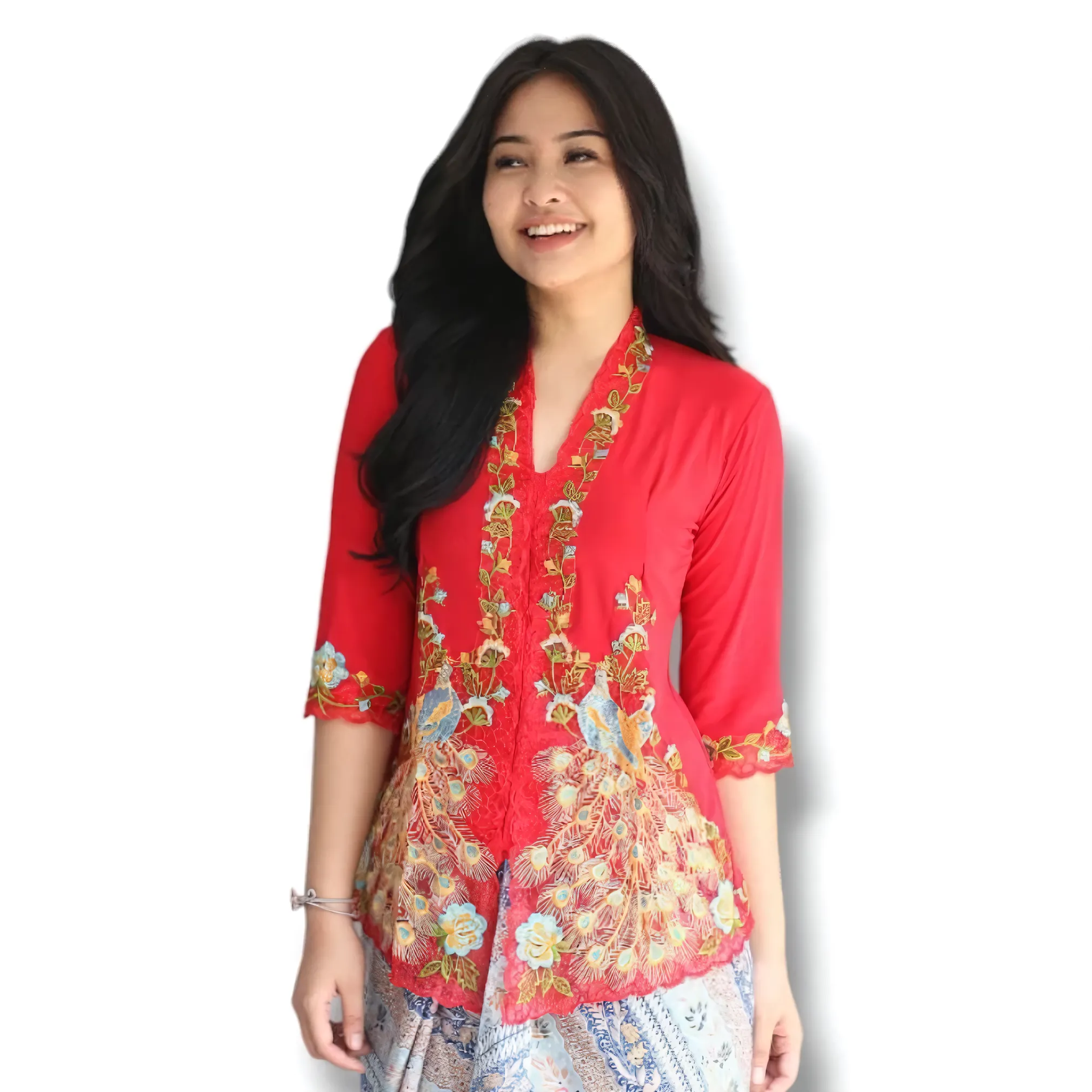 KebayaKNF Embroidered Stretch Kebaya – Viral Elbow-Sleeve Workwear Trend (Top Only)