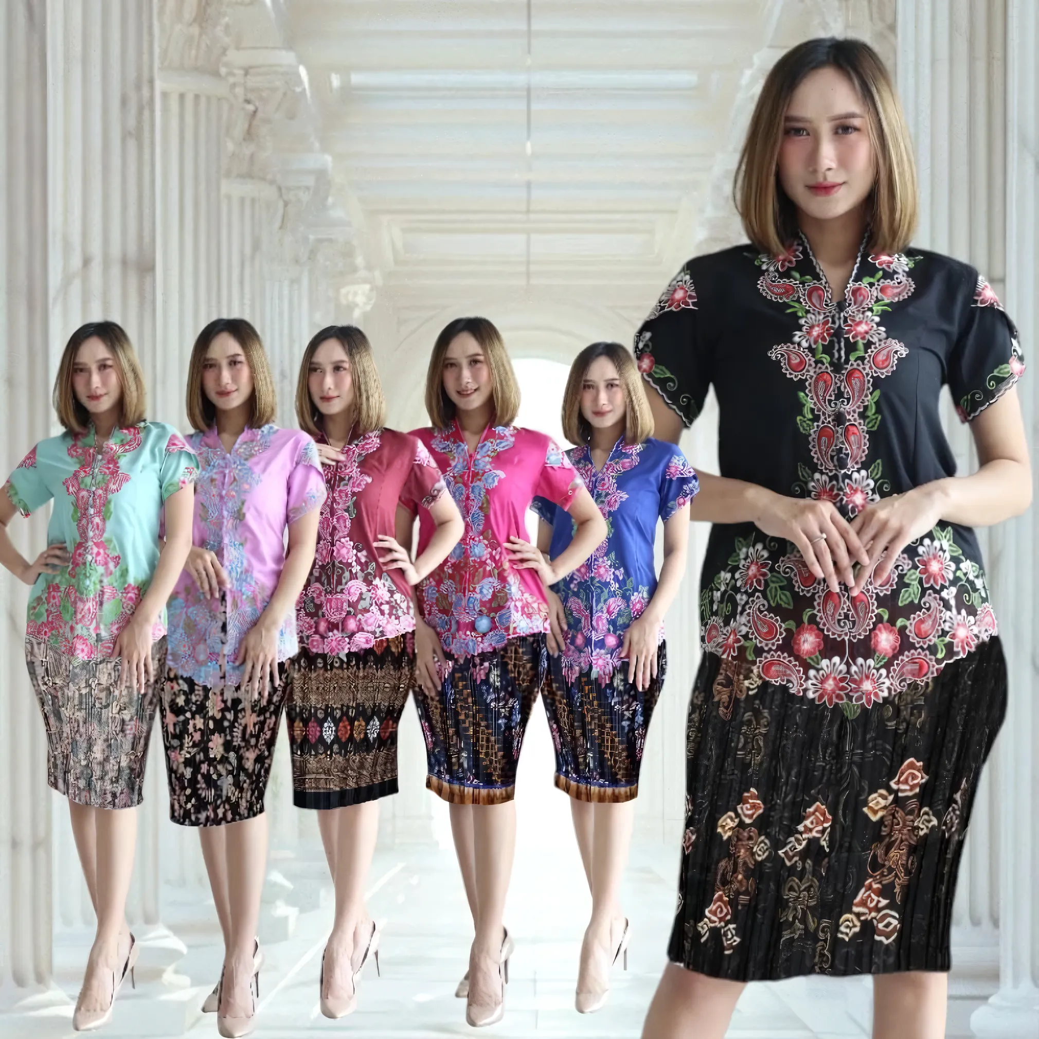 KebayaKNF Elegant Short Sleeve Embroidered Kebaya for Festive Occasions