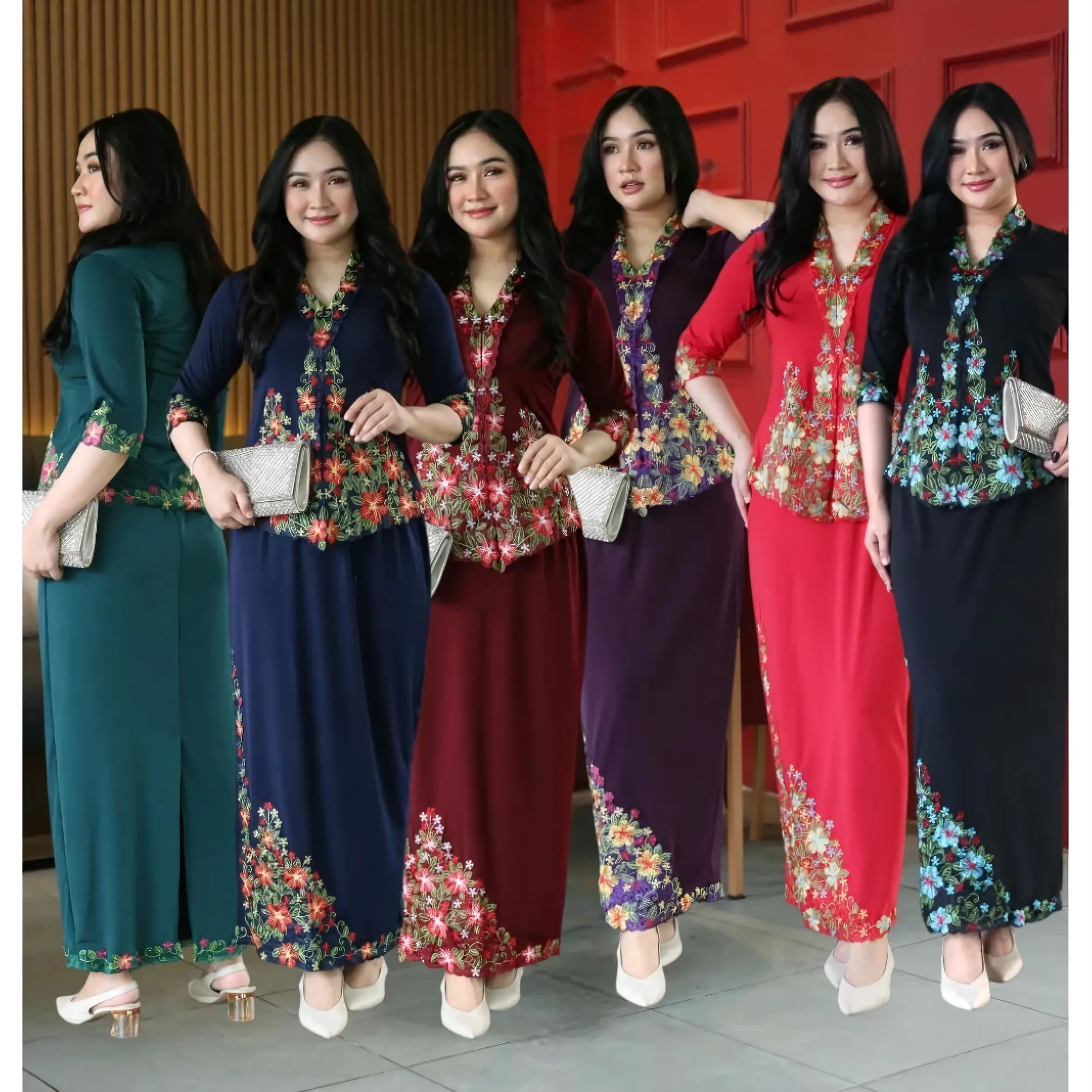 KebayaKNF Sakura Blossom Embroidered Modern Kebaya Set