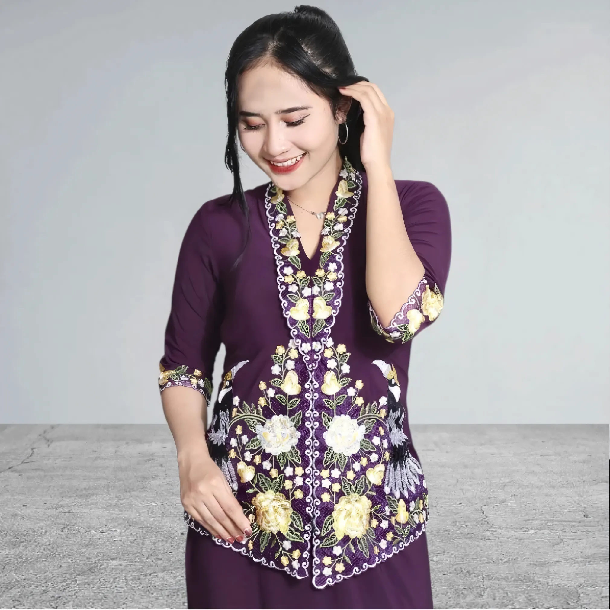 KebayaKNF Modern Stretch Kebaya Set | Viral Encim Burung Kenyalang Kebaya For Graduation | Nusamade KebayaKNF Modern Stretch Kebaya Set | Viral Encim Burung Kenyalang Kebaya For Graduation - Image 6