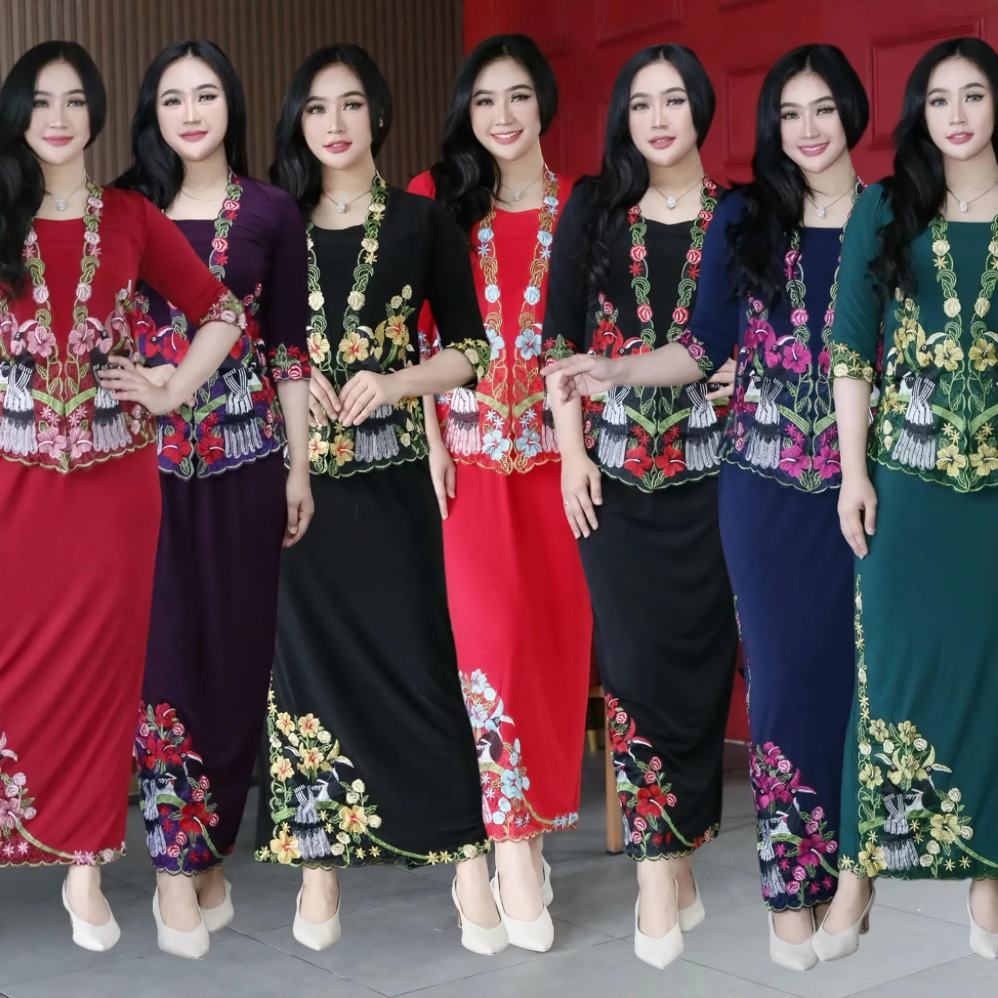 KebayaKNF Modern Stretch Kutubaru Kebaya Set with Enggang Bird Design