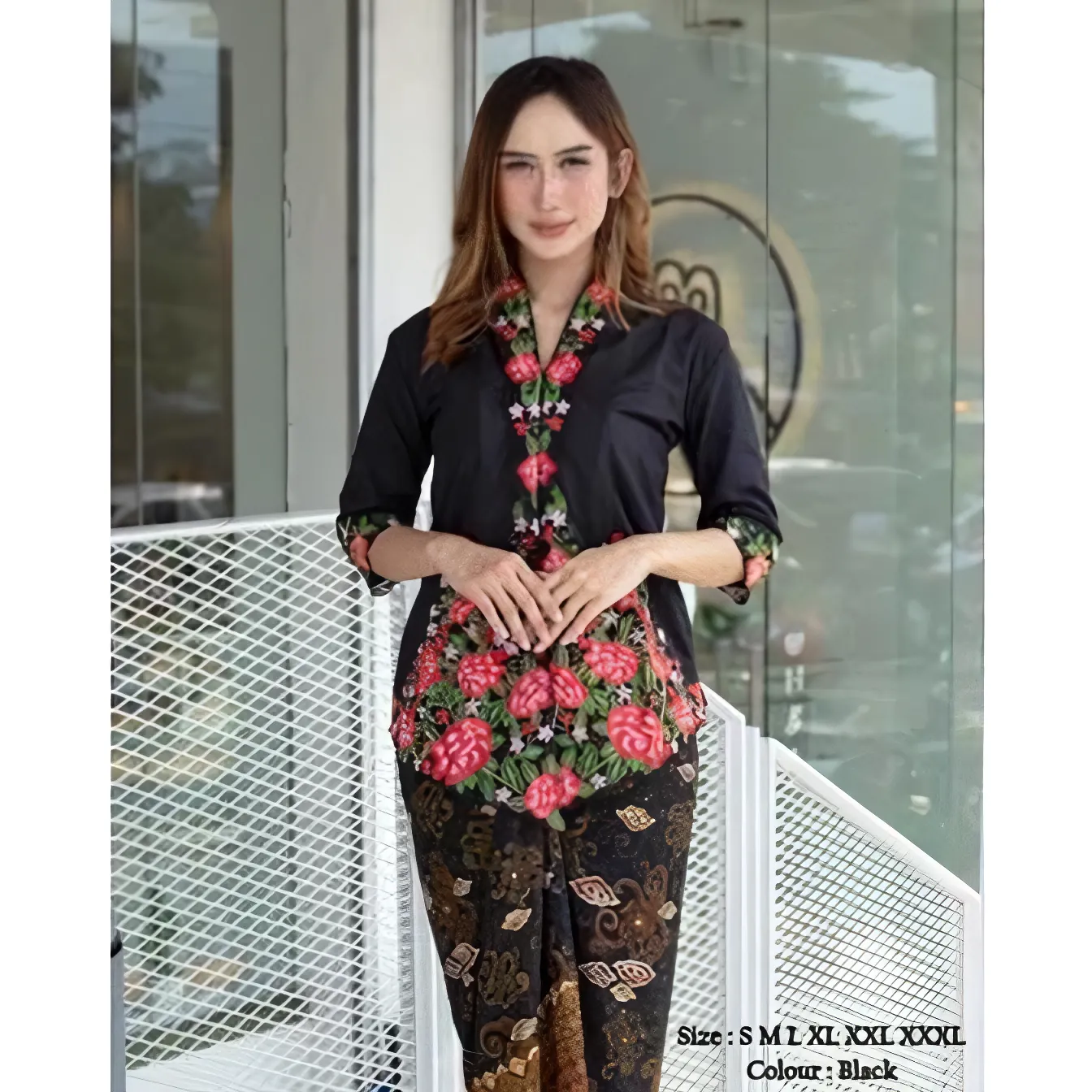 KebayaKNF Modern Embroidered Kebaya Blouse – 7/8 Sleeve Kartini Encim Style (Top Only)