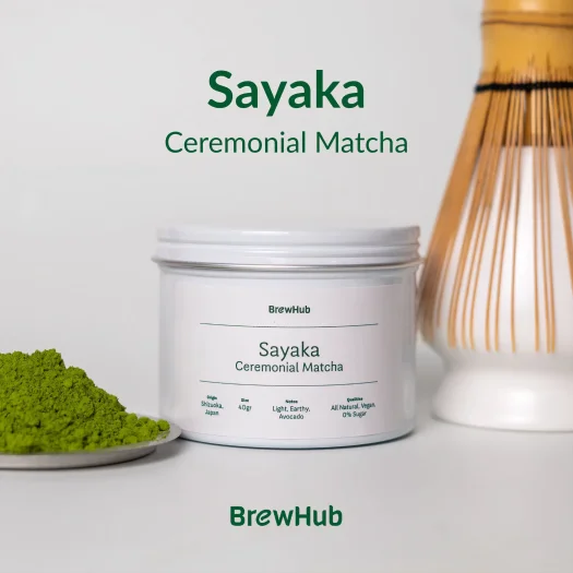 BrewHub Sayaka Ceremonial Matcha Powder – 100% Pure Matcha, 40 g