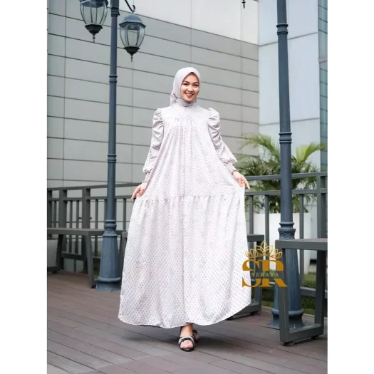 2023 Silk Smock Sleeve Gamis for Celebrations – Ayesha Dress – Nursing & Wudhu Friendly, Elegant Flowy Ruffle
