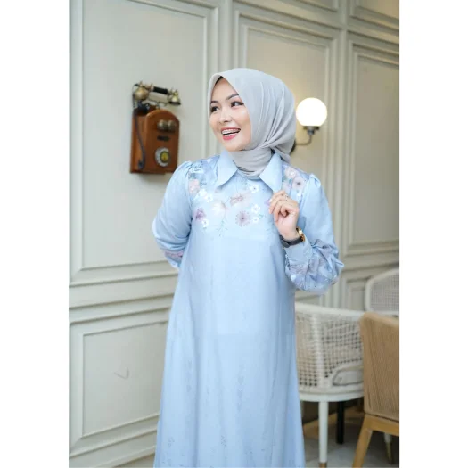 Florenza Premium Silk Dress – Luxury Sutra Gamis Set with Semi-Instant French Khimar