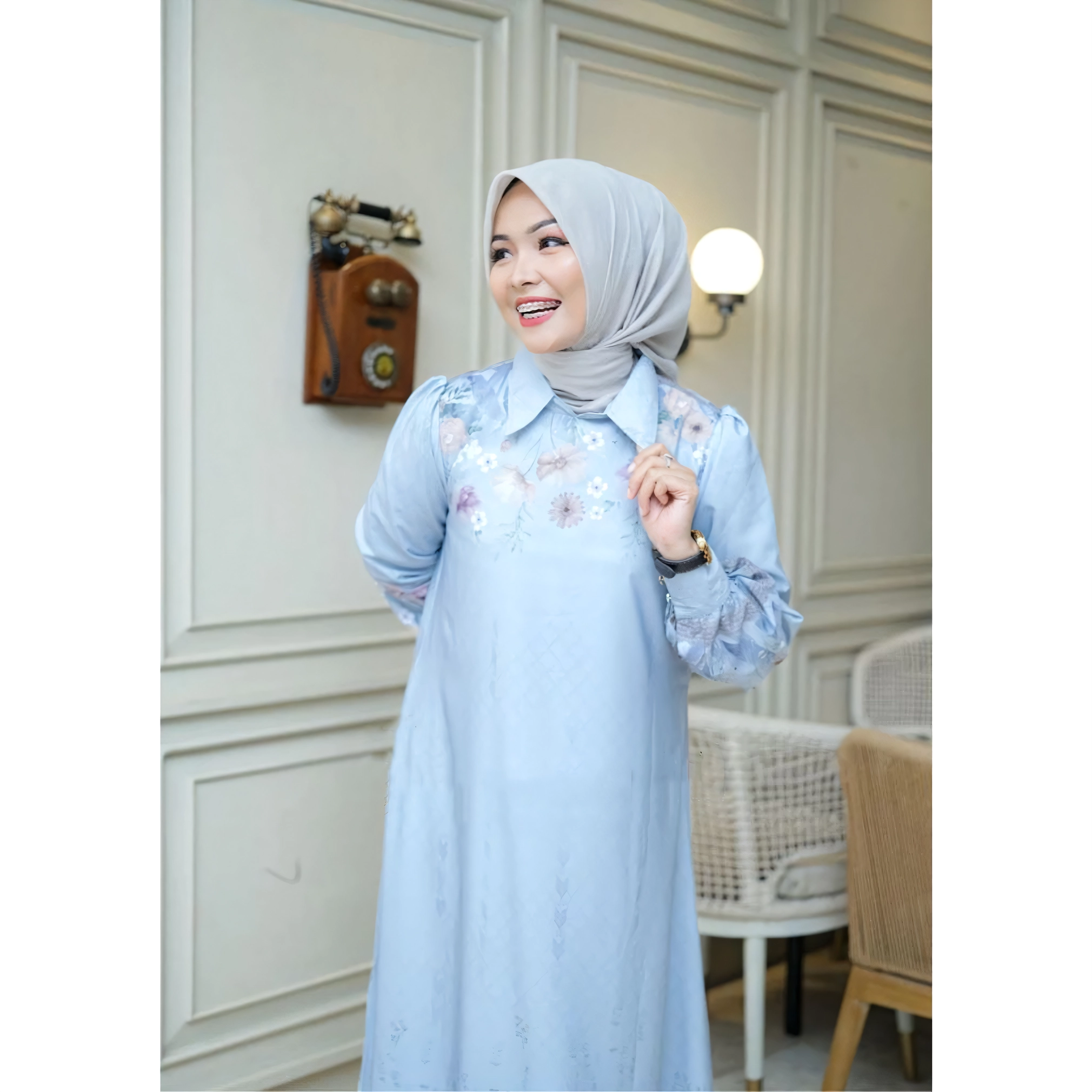 Florenza Premium Silk Dress - Luxury Sutra Gamis Set with Semi-Instant French Khimar | Nusamade Florenza Premium Silk Dress - Luxury Sutra Gamis Set with Semi-Instant French Khimar