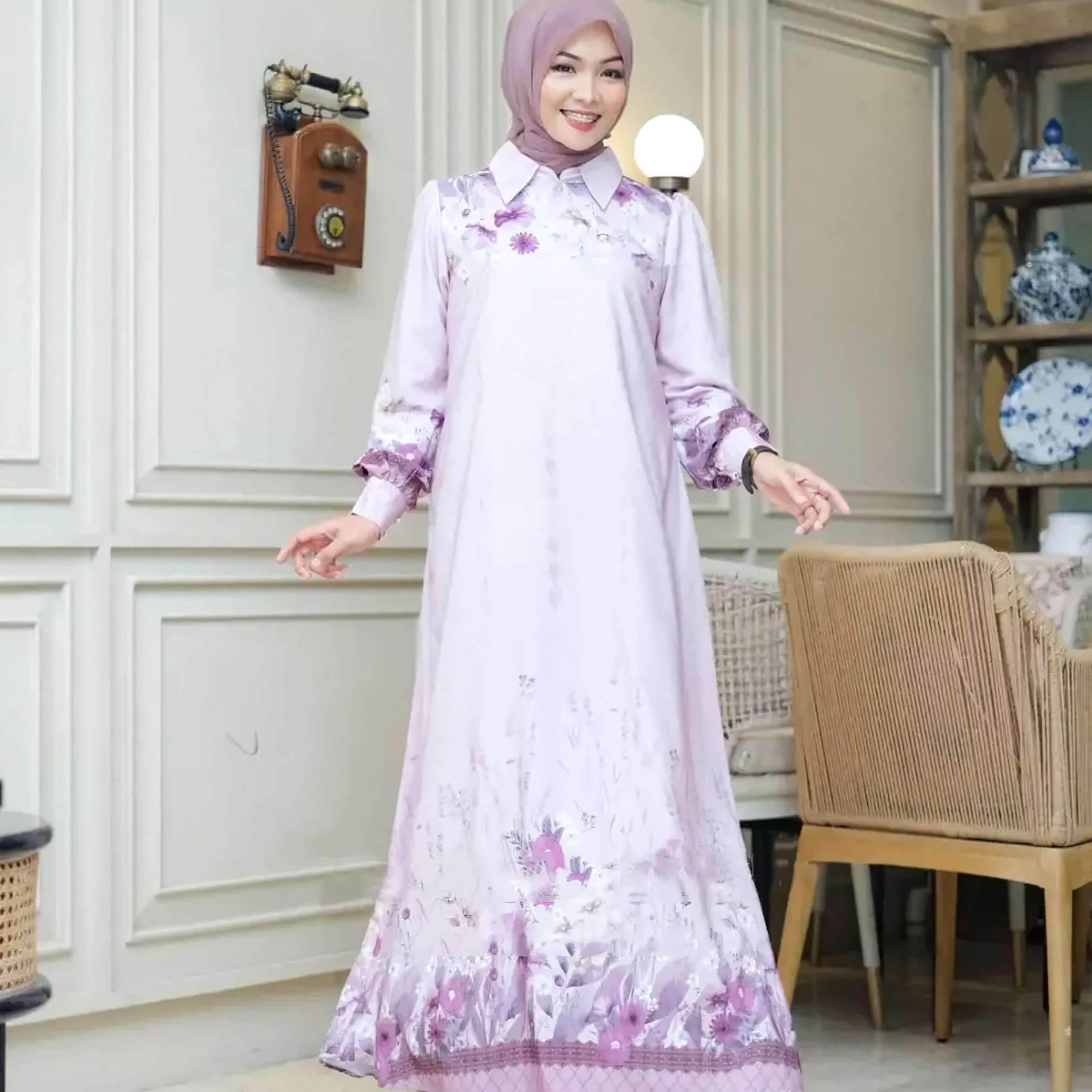Florenza Premium Silk Dress - Luxury Sutra Gamis Set with Semi-Instant French Khimar | Nusamade Florenza Premium Silk Dress - Luxury Sutra Gamis Set with Semi-Instant French Khimar - Image 9
