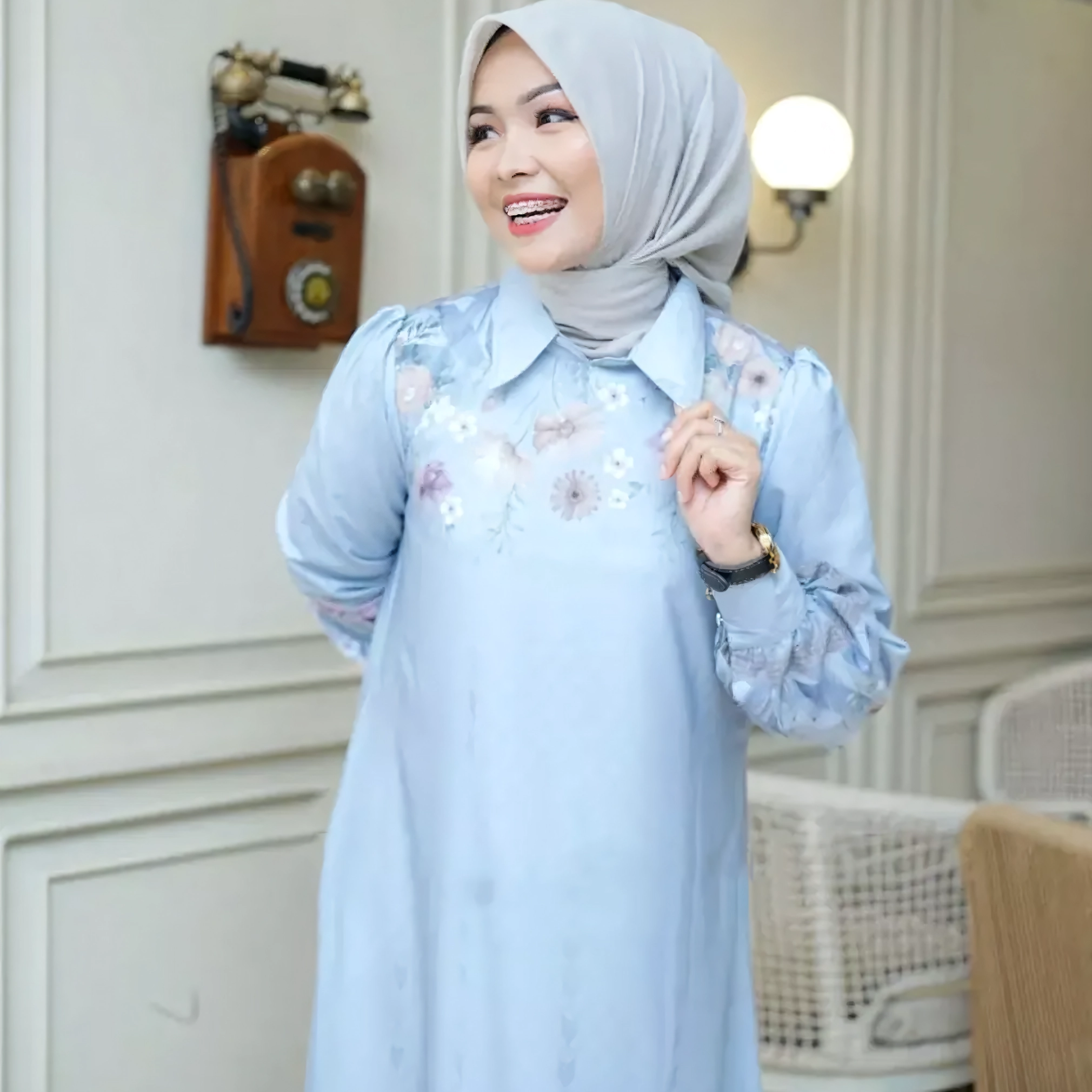 Florenza Premium Silk Dress - Luxury Sutra Gamis Set with Semi-Instant French Khimar | Nusamade Florenza Premium Silk Dress - Luxury Sutra Gamis Set with Semi-Instant French Khimar - Image 2