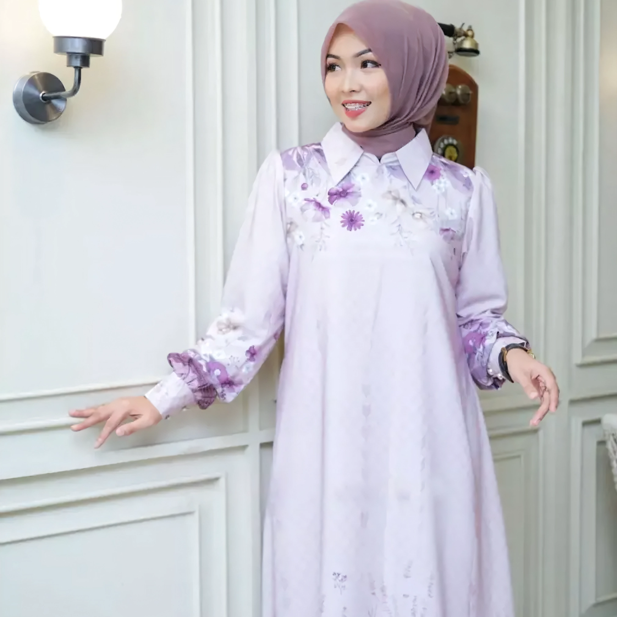 Florenza Premium Silk Dress - Luxury Sutra Gamis Set with Semi-Instant French Khimar | Nusamade Florenza Premium Silk Dress - Luxury Sutra Gamis Set with Semi-Instant French Khimar - Image 8